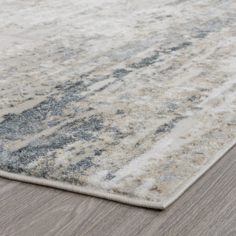 Steelside™ Elara Performance Dark Blue/Beige Rug & Reviews Wayfair